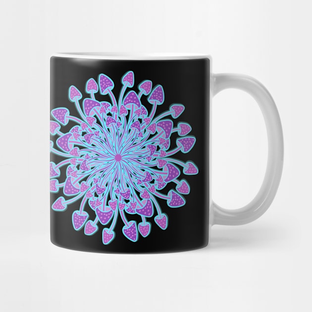 Purple Mushroom Mandala with blue highlights by DaveDanchuk